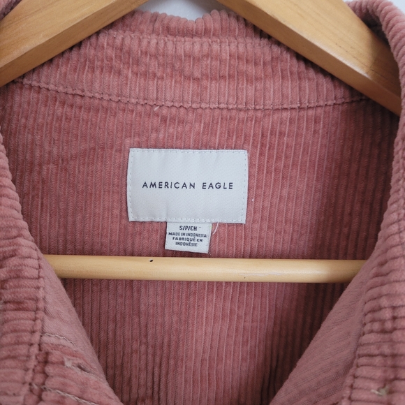 American Eagle Outfitters Corduroy Cropped Shirt Jacket Size S Salmon Dusty Pink - Picture 3 of 7